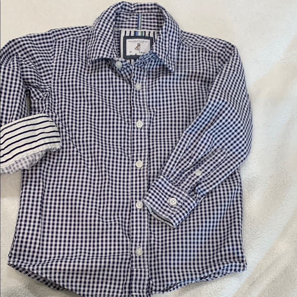 Navy and White Gingham Shirt
